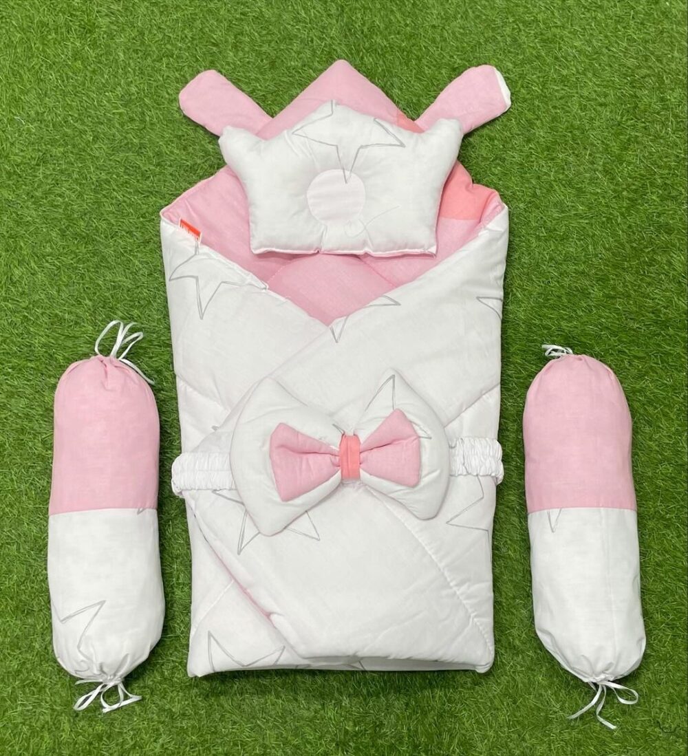 5pcs 2in1 Carry Nest plus Comforter (Pink White) 2