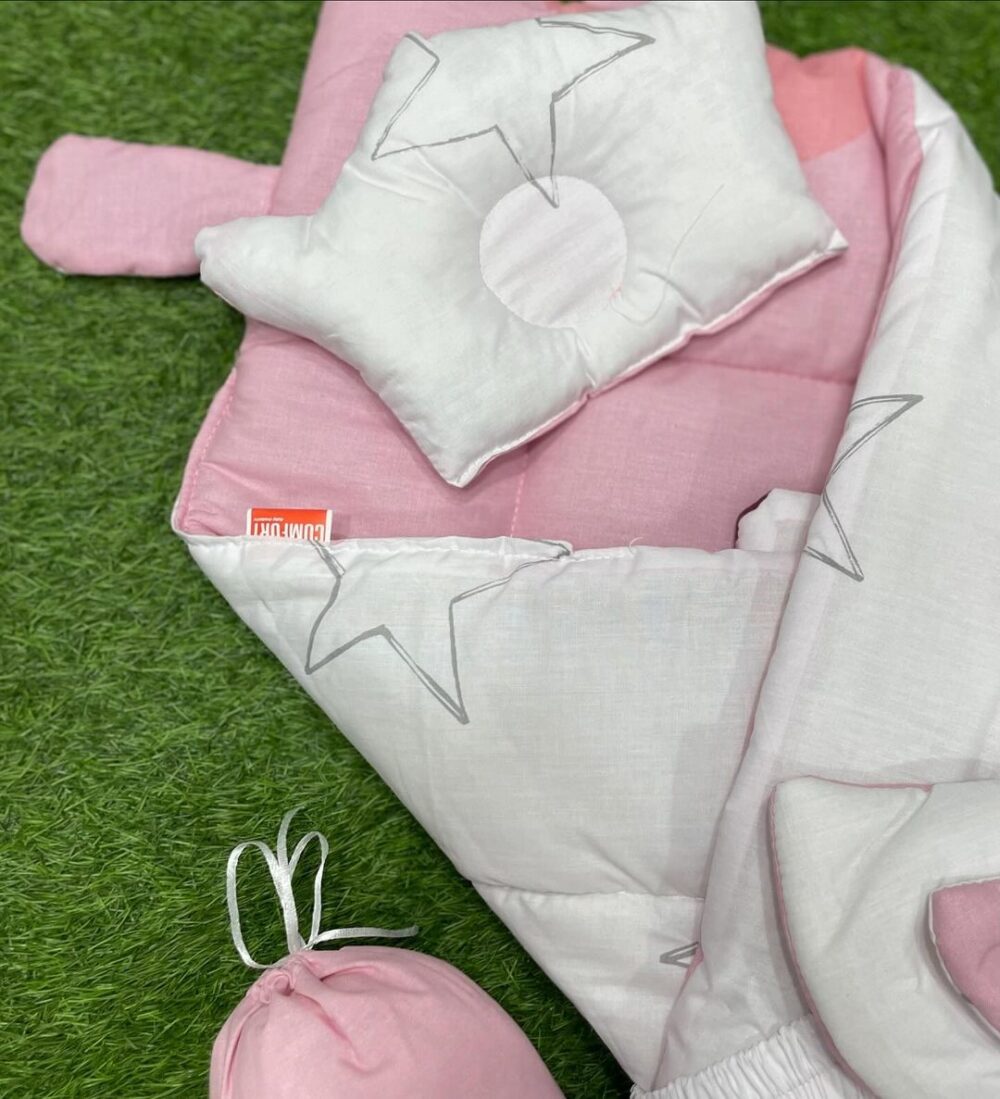 5pcs 2in1 Carry Nest plus Comforter (Pink White) 2